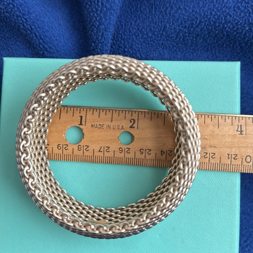 Authentic Tiffany Somerset Sterling silver bracelet bangle with pouch & box - Picture 10 of 15